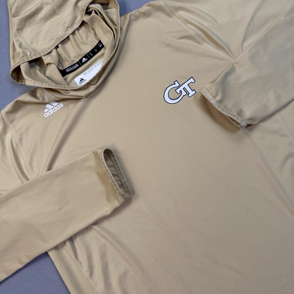 Georgia Tech Yellow Jackets Hooded Shirt Mens Medium Gold Team Issue Adidas